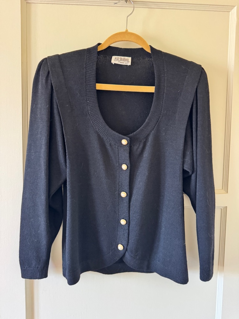St. John Black Knit Button-Front Cardigan
